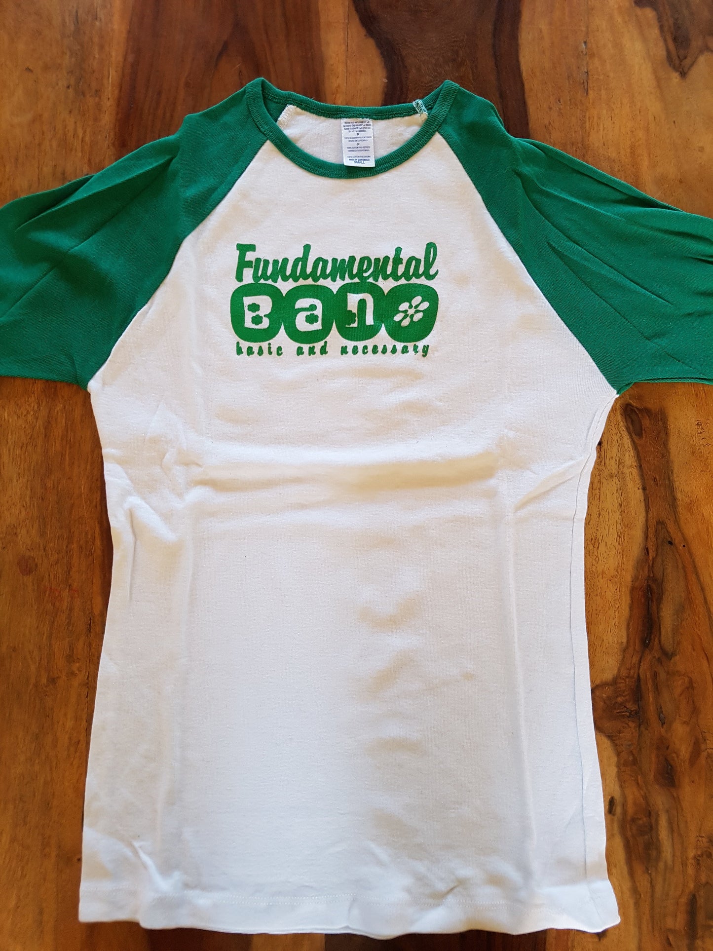 Fundamental B.A.N. Limited Edition Girl's Small T Shirt Green and White